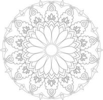 Vector drawing for coloring book. Geometric floral pattern. Contour drawing on a white background. Mandala.