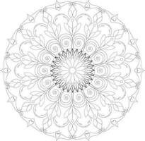 Vector drawing for coloring book. Geometric floral pattern. Contour drawing on a white background. Mandala.