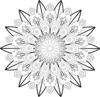 Vector drawing for coloring book. Geometric floral pattern. Contour drawing on a white background. Mandala.