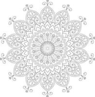 Vector drawing for coloring book. Geometric floral pattern. Contour drawing on a white background. Mandala.