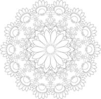 Vector drawing for coloring book. Geometric floral pattern. Contour drawing on a white background. Mandala.