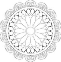 Vector drawing for coloring book. Geometric floral pattern. Contour drawing on a white background. Mandala.