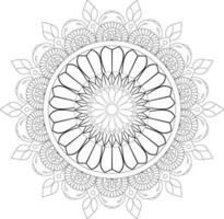 Vector drawing for coloring book. Geometric floral pattern. Contour drawing on a white background. Mandala.