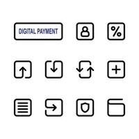 digital pago icono conjunto vector