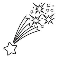 The comet star icon. Shimmering glitter and glowing symbol. Isolated vector illustration in the style of doodle coloring