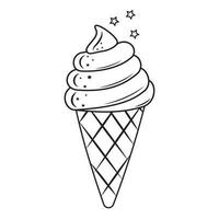 dessert ice cream in a cup black outline, vector isolated illustration in doodle style