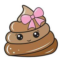 The character is a poop, kawaii. Vector isolated cartoon-style illustration. Poop character concept