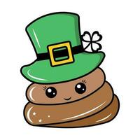 Cute Character - poop feast of St. Patrick, kawaii. Vector isolated illustration in cartoon style. The concept of the poop character