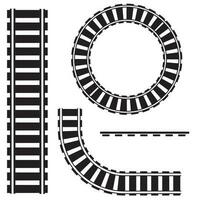 Curved railway, rails. Vector isolated illustration stencil