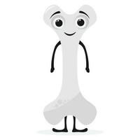 Cute healthy smiling bone cartoon character in flat design on white background. vector