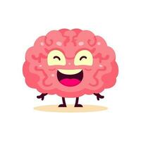 Cartoon cheerful brain character with smiling face. vector