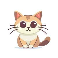 Cartoon cat with a brown and white face sits on a white background vector