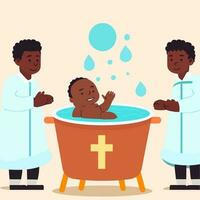 Baby is baptized according to the Christian rite vector