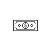 Dollar Money - Black Outline icon vector isometric.