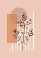 Modern floral aesthetic floral balance poster. Hand drawn vector illustration. Sketch wildflower