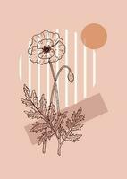 Modern floral aesthetic floral balance poster. Hand drawn vector illustration. Sketch wildflowers