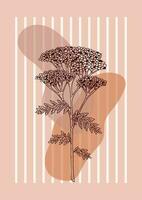 Modern floral aesthetic floral balance poster. Hand drawn vector illustration. Sketch wildflower