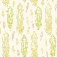 Hand drawn ginseng seamless pattern. Vector illustration in sketch style. Medicinal plant background. Botany design