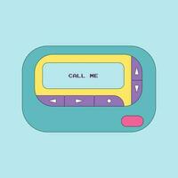 Retro pager. Device from the 80s, 90s production. Vector cartoon illustration