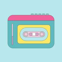 Vintage cassette player from the 80s, 90s production. Old audio player. Vector retro flat illustration