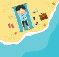 Kid businessman happy on Beach in a top view vector