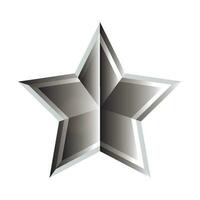 3d metallic glowing star, sparkling silver gradient star shape, 3d rendering star vector