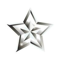 3d metálico brillante estrella, espumoso plata degradado estrella forma, 3d representación estrella vector