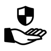 Hand with shield icon vector