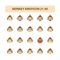 Monkey emoticon icon set vector