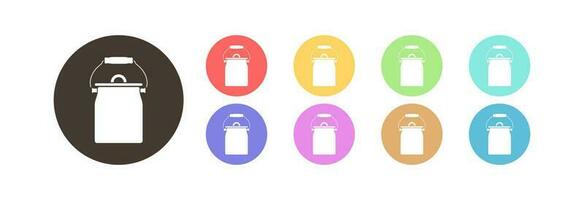 Stylish milk can icon, set of icons in different colors on a black background. vector