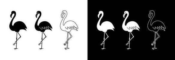 Silhouette of a flamingo on a black and white background. A sketch or drawing for decoration. vector