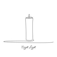 A candle in a stylish continuous line. Holiday or religious symbol. vector