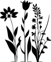 Flowers, Black and White Vector illustration