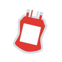 Plastic blood bag for blood transfusion in flat style isolated over white background. Vector illustration.