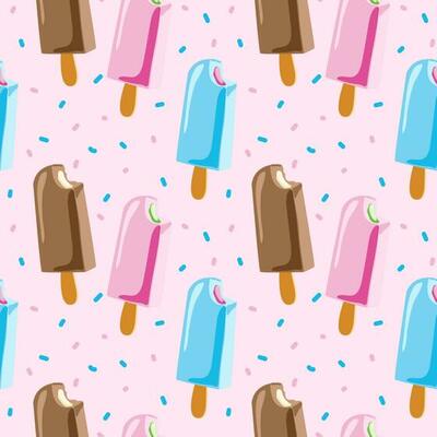 Cute kids pattern with ice creams, seamless background, and baby print. Vector texture for kids bedding, fabric, wallpaper, wrapping paper, textile, t-shirt.