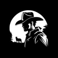 Cowboy, Black and White Vector illustration