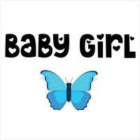 Baby girl butterfly T shirt design vector