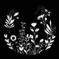 Floral Background, Black and White Vector illustration