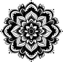 mandala - negro y blanco aislado icono - vector ilustración