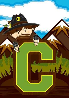 C is for Cowboy Wild West Alphabet Learning Educational Illustration