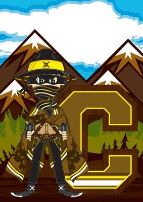 C is for Cowboy Wild West Alphabet Learning Educational Illustration