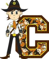 C is for Cowboy Wild West Alphabet Learning Educational Illustration vector