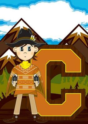 C is for Cowboy Wild West Alphabet Learning Educational Illustration