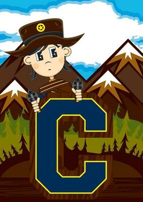C is for Cowboy Wild West Alphabet Learning Educational Illustration