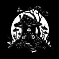 Fairy House - Black and White Isolated Icon - Vector illustration