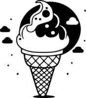 Ice Cream, Black and White Vector illustration