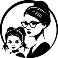 Mother Daughter, Minimalist and Simple Silhouette - Vector illustration