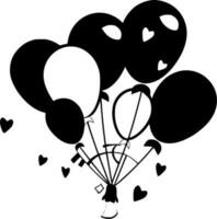 Balloons - Black and White Isolated Icon - Vector illustration