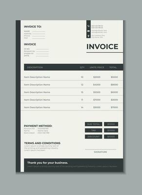 Invoice template design, billing cash voucher, money receipt cash memo layout design with mockup