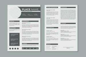 Professional modern and clean double pages resume template, CV layout design with mockup vector